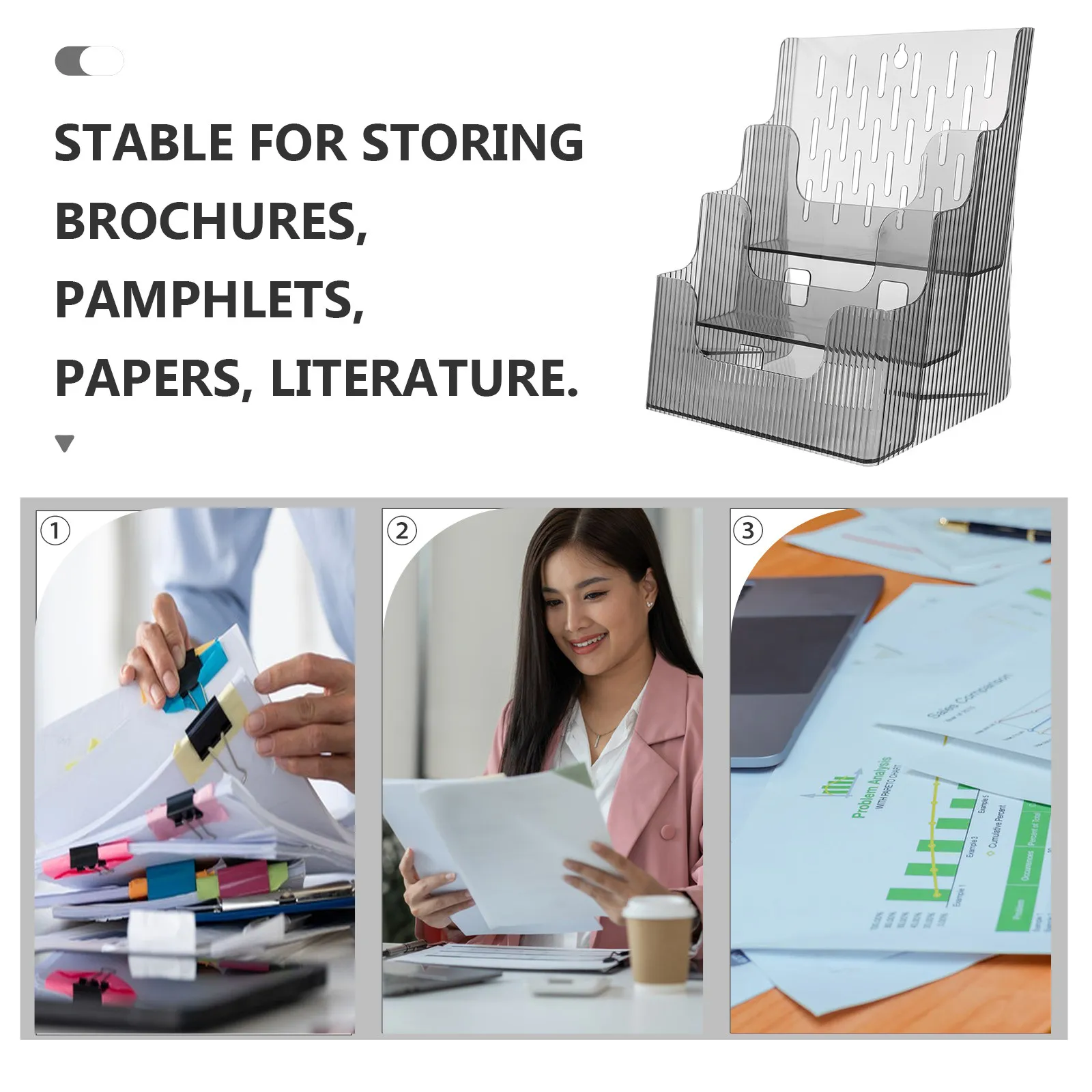 Acrylic Transparent File Organizer for Desk Desktop Document Rack Book Folder Stand Magazine Holder Clear File Storage Solution