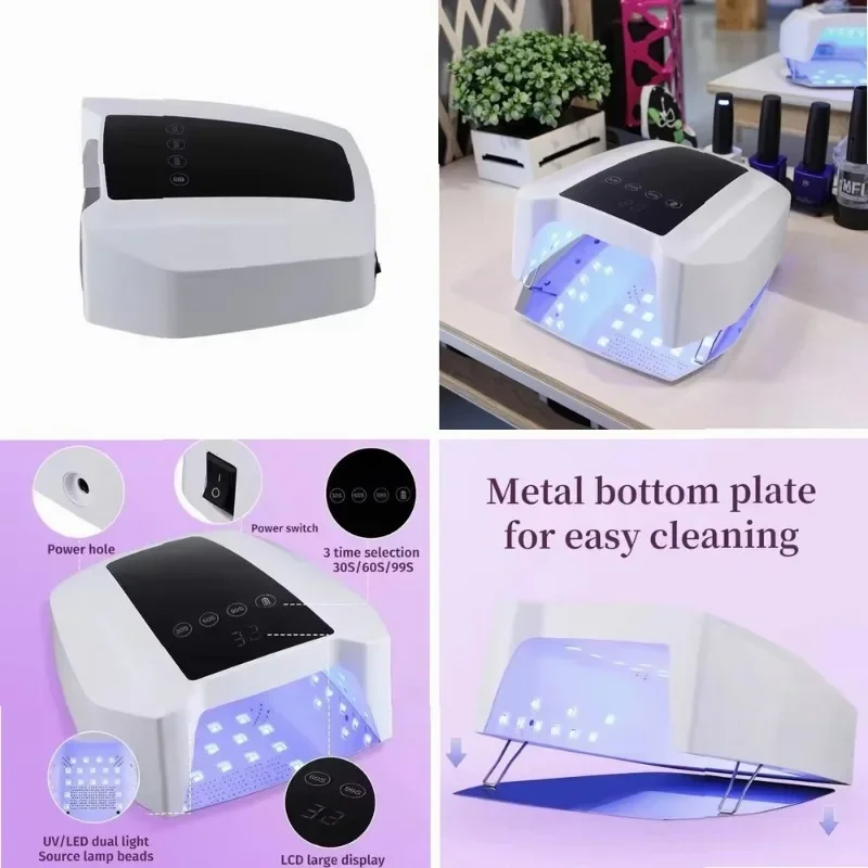 Rechargeable 72W UV LED Nail Lamp for Gel Polish, Cordless & Fast Curing