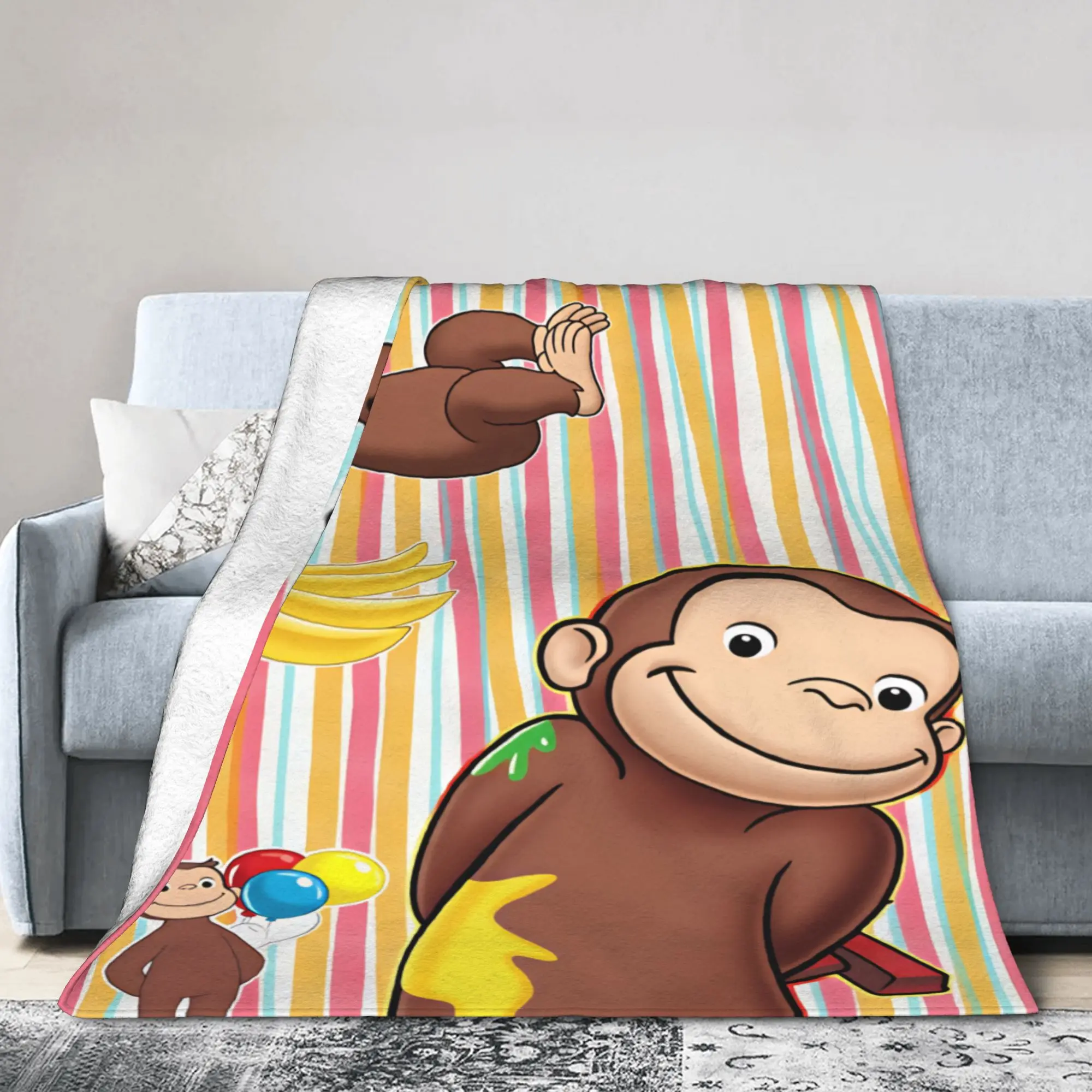 Curious George Banana Swing Blanket Super Soft Plush Bedding Throws For Couch Bed Travel Office Flannel Bedspread Bed Cover