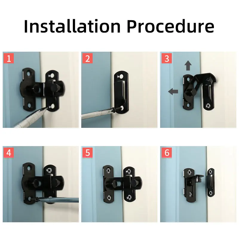 Tbelix Safety Sliding Door Latch Lock 90°/180° Toggle Latch Sliding Barn Door Lock Wine Cabinet Closet Right Angle Lock