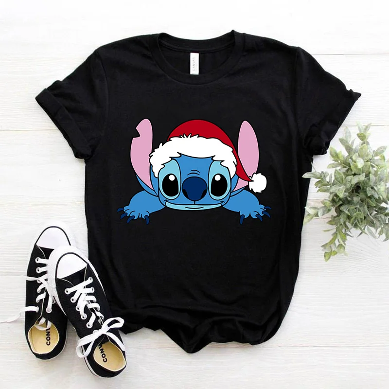 Kawaii Christmas Kawaii Lilo Stitch Funny T Shirt Women Stitch Cute Manga T-shirt Y2k Graphic Tshirt Streetwear Top Tees Female