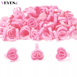 Veyes Inc Eyelash Extensions Dispossible Glue Ring Cup Veyelash Heart-Shaped 100 PCS Glue Holder Colored Plastic Glue Cup