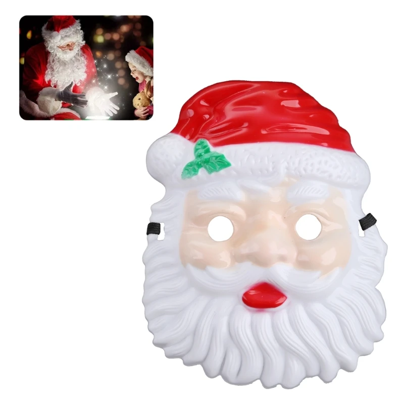 Merry Christmas Santa Plastic Mask Outdoor Ornament Santa Costume Masquerade Beard Dress up Xmas Party