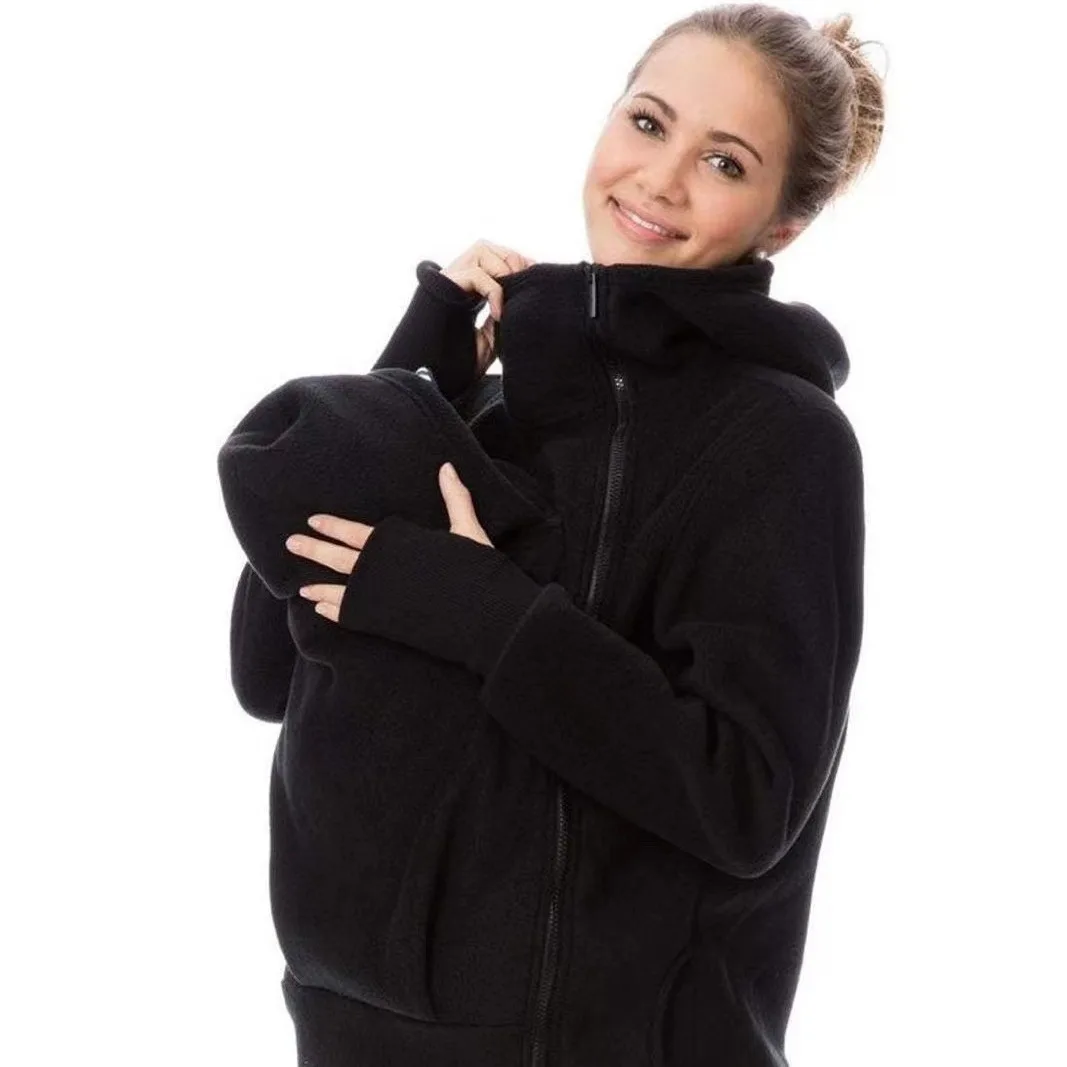 Kangaroo Mom Hoodie Damen Materni Clothing Two-In-One Cross-Border Winter Faion Fce-Futter Sweatshirt von Tee-Acetat...