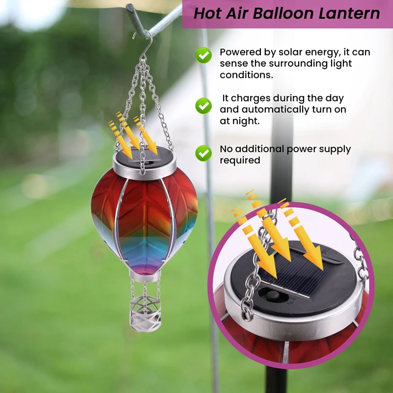 Solar Powered Hot Air Balloon Lantern Hot Air Balloon Garden Landscape Solar Lantern Hot Air Balloon Waterproof Lanterns