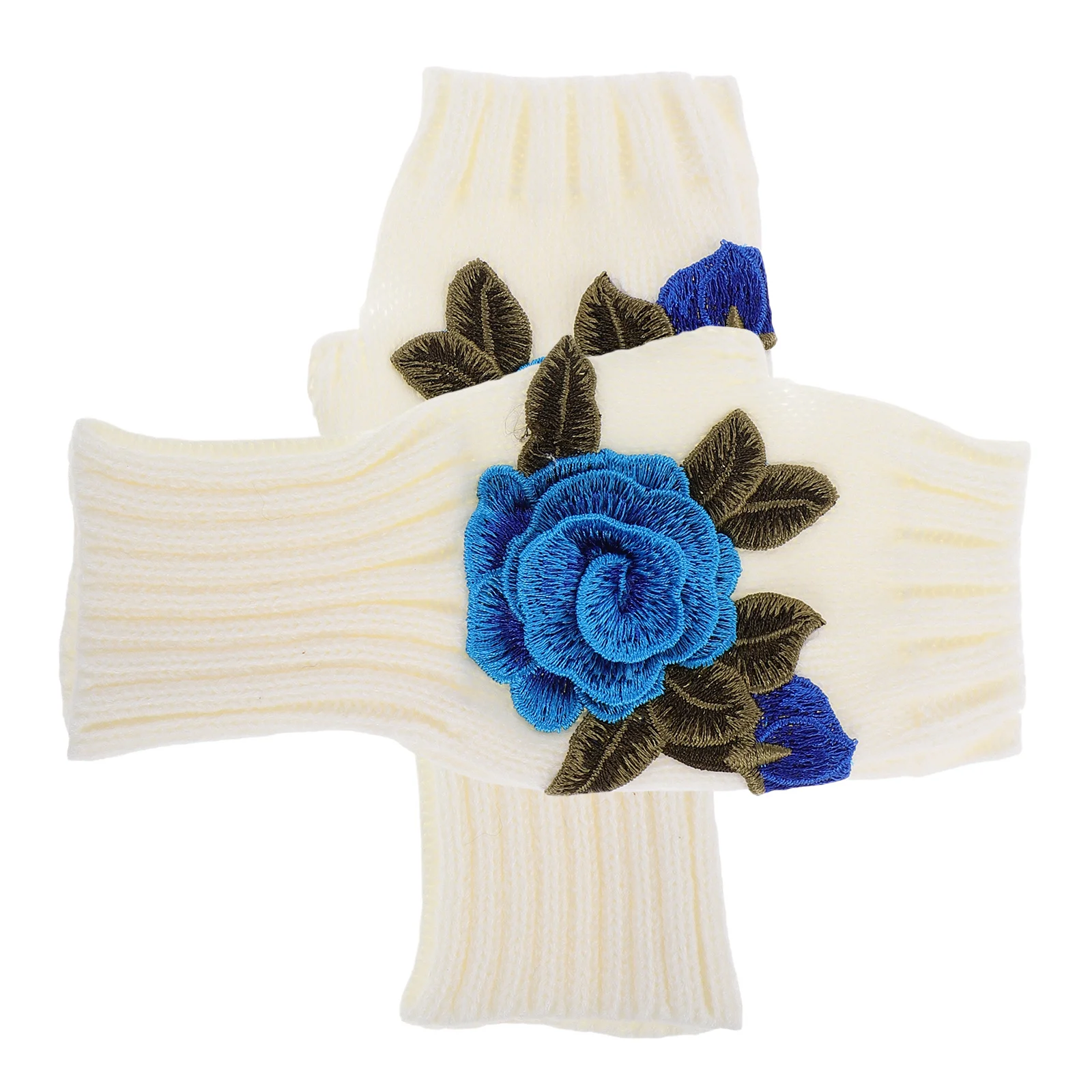 

1Pair Fingerless Gloves Women Fashion Floral Knit Half Finger Gloves Warm Wrist Warmers for Winter and Outdoor