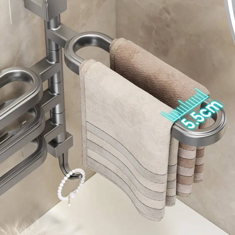 

【NEW YEAR 】For Bathroom Towel Rack For Bathroom Storage No-Drill Rotatable Multi-Bar Towel Rack Multi-Bar Towel Rack Bath Towel