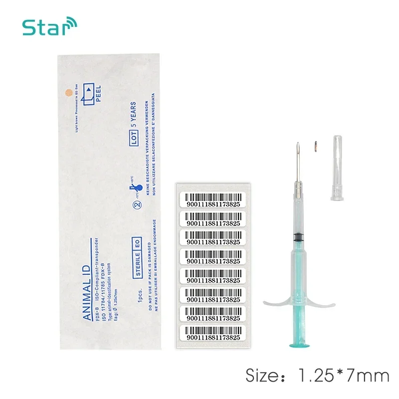 

40PC 134.2KHz Animal Syringe ID Implantor Pet Chip Tag ISO11784/85 FDX-B RFID Injection Pet Microchip for Dog Cat Identification