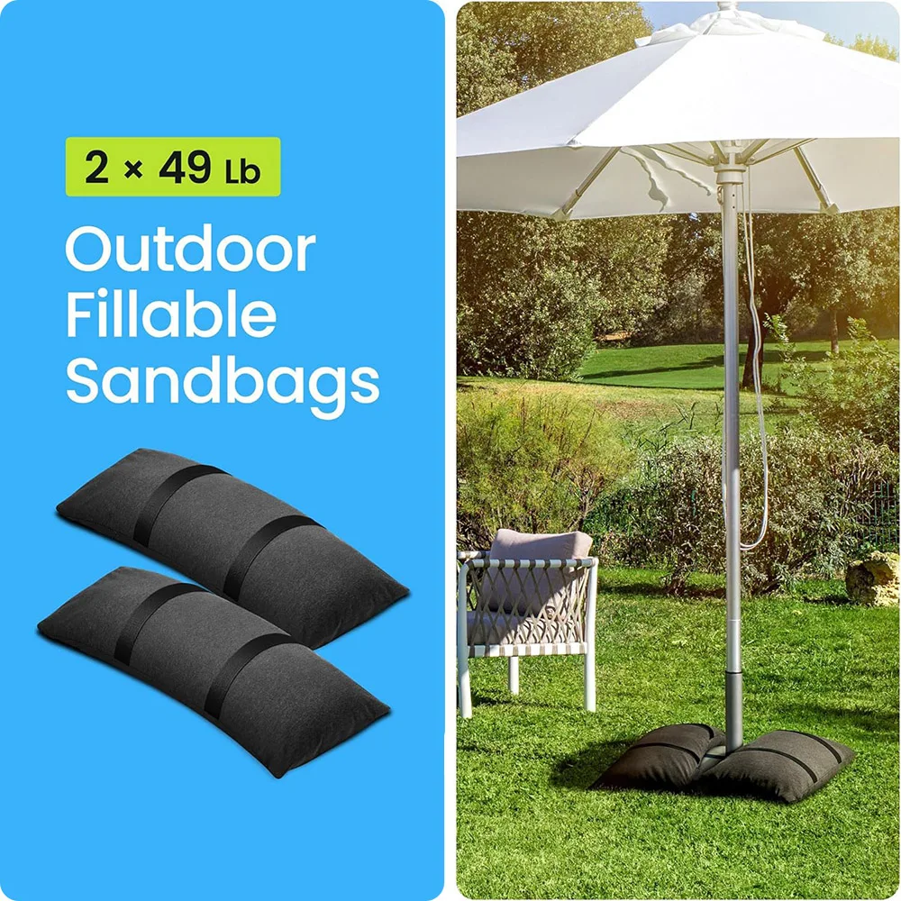 2PCS Umbrella Base Weights Outdoor Fillable Sandbags Weatherproof Patio Furniture Arched Sandbag Weights for Umbrella Stand