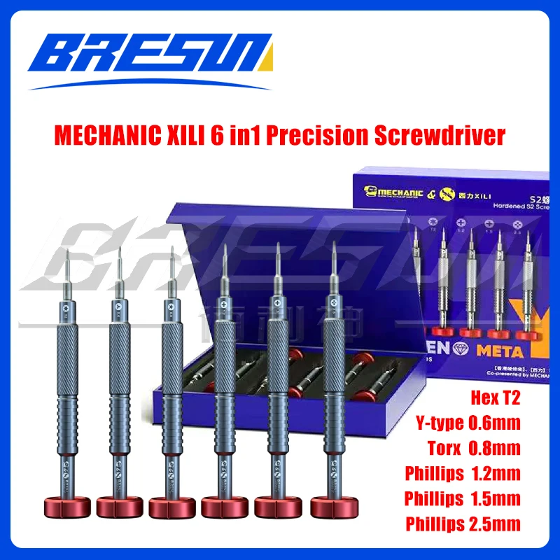 MECHANIC XILI Precision Screwdriver 6in1 Screwdriver Set T2 Y0.6 Torx 0.8mm Hex T2 for iPhone Disassembly Phone Repair Tools Set