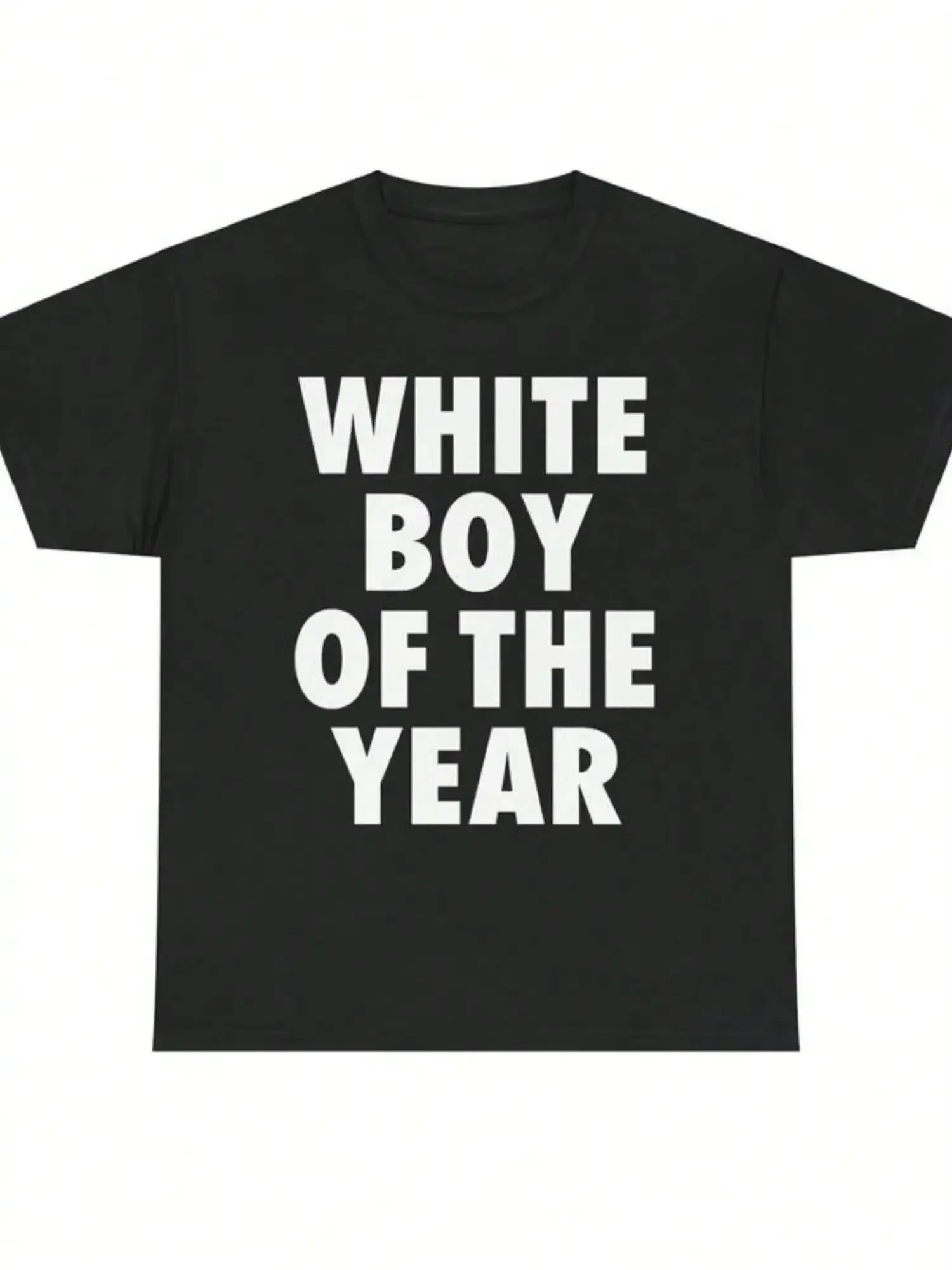 WHITE BOY OF THE YEAR T Shirts Cotton Print Short Sleeve T-shirt Retro Casual Streetwear Vintage Tee
