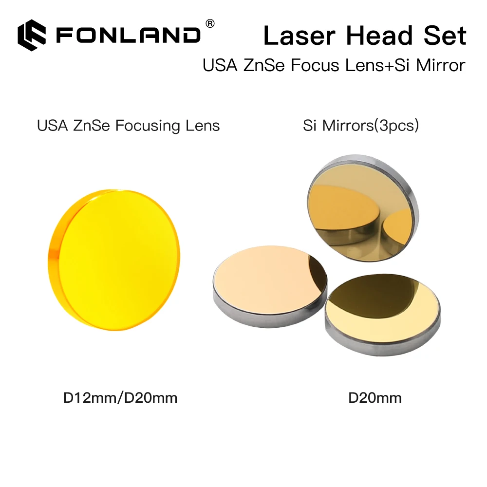 Fonland K سلسلة CO2 مجموعة رأس الليزر D12/20 عدسة رأس الليزر Dia.12/20mm Si Mirror D20mm لآلة القطع والنقش بالليزر K40 #6