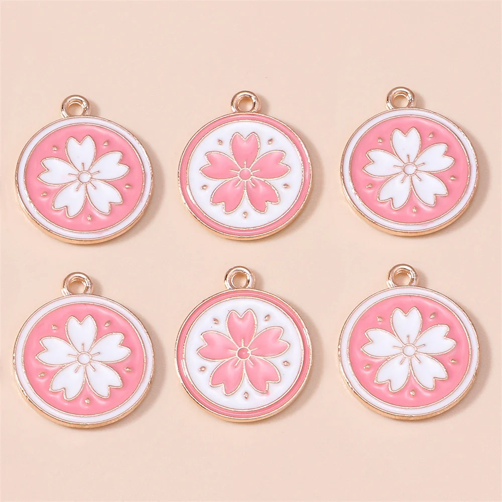 Leslie 20 Stück Niedliche Rosa Sakura-Blüten-Anhänger Kirschblüten-Charms für DIY Handgemachte Ohrringe Schmuckherstellung Zubehör – Detail 2