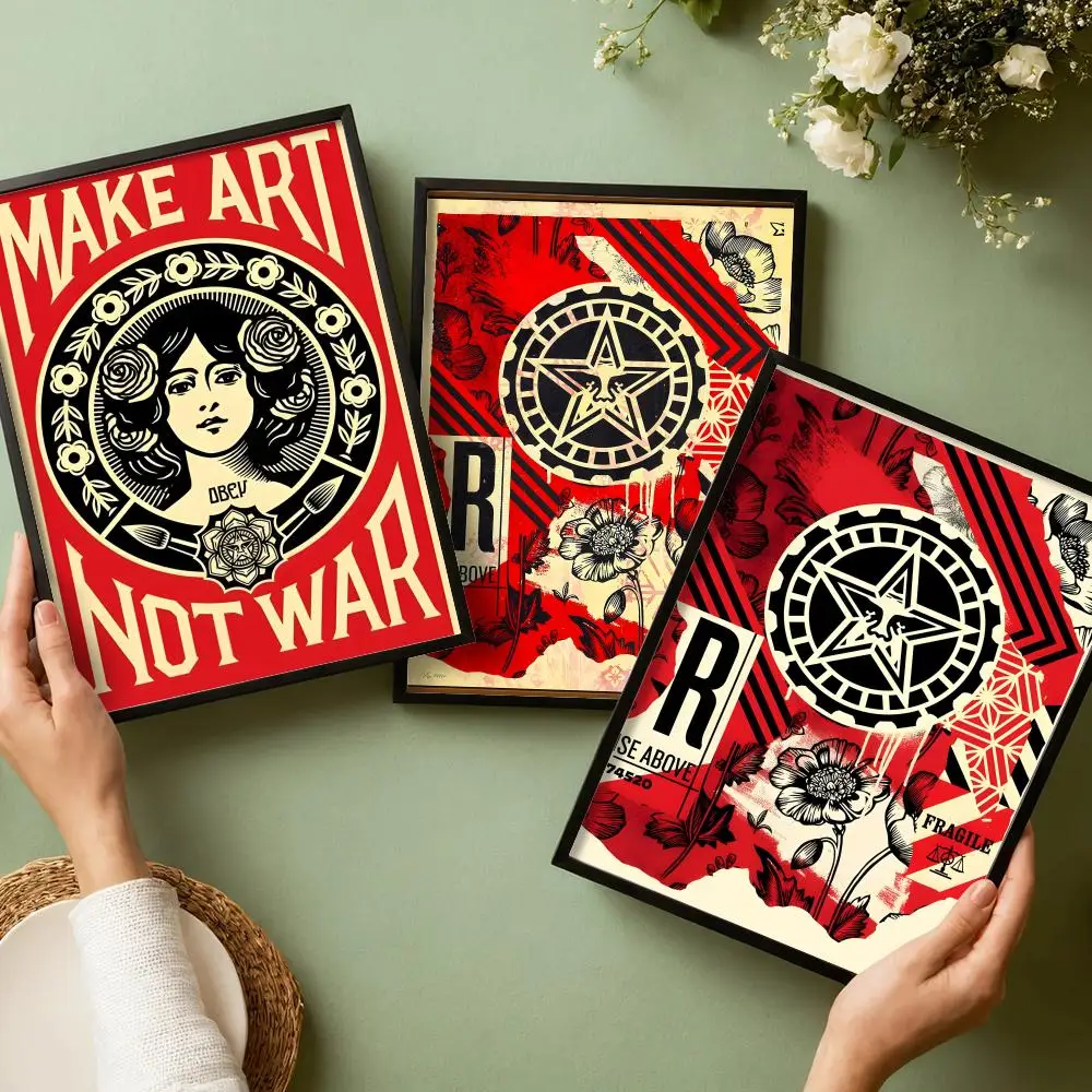 Art S-Shepard Fairey Poster Decorative Wall Art Stickers Mural Photo Print for Home Living Room Hallway Decor