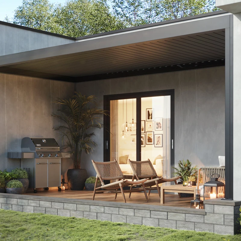 Aluminum Alloy Adjustable Louvered Roof Pergola Waterproof Bioclimatic Patio Gazebo Canopy for Garden Sun Shade Outdoor