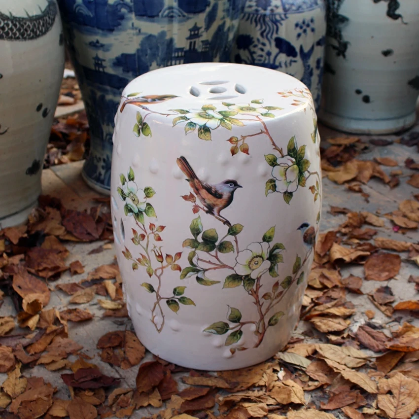 Jingdezhen American-style European-style Ceramics Drum Stool Shoes Dressing Garden home decoration porcelain Stool