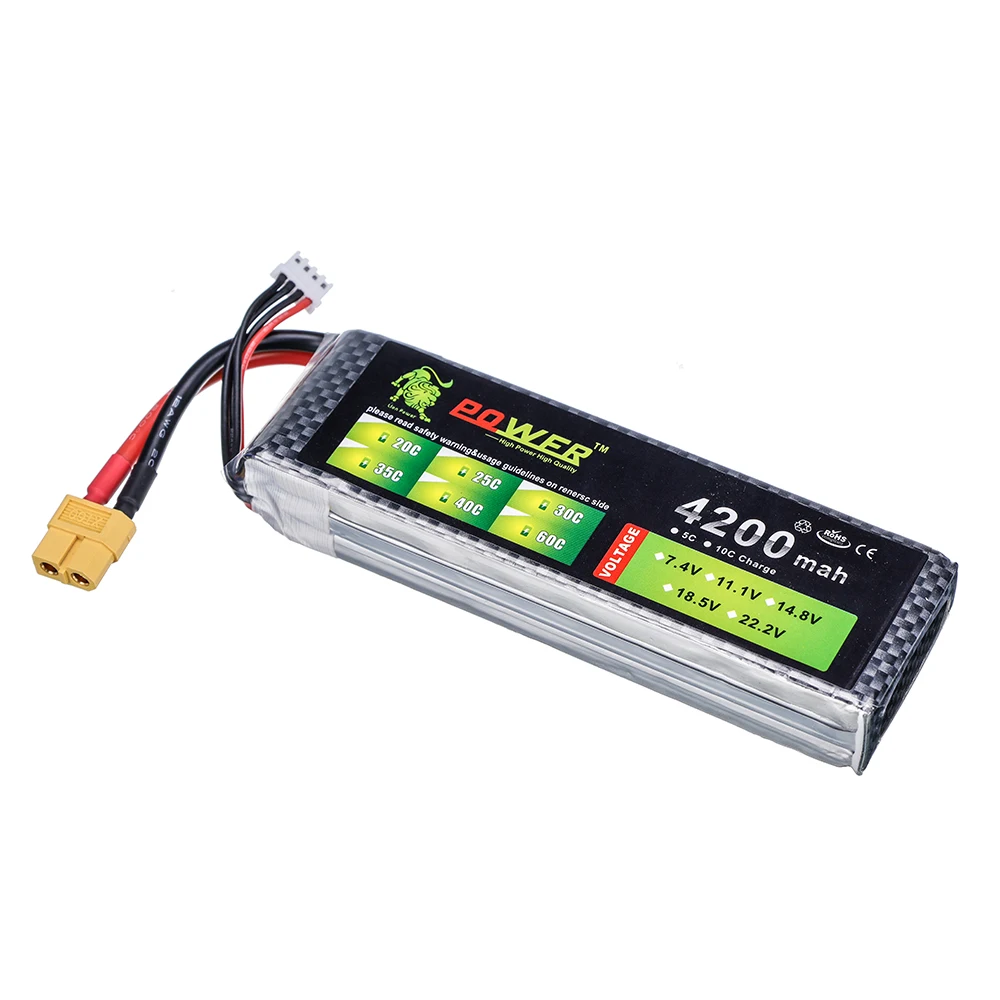 Li-polymer Battery 3S 11.1V 4200mAh 40C with XT60 DEANS T XT30 JST Plug for RC Airplane Quadcopter Drone FPV Boat Helicopter