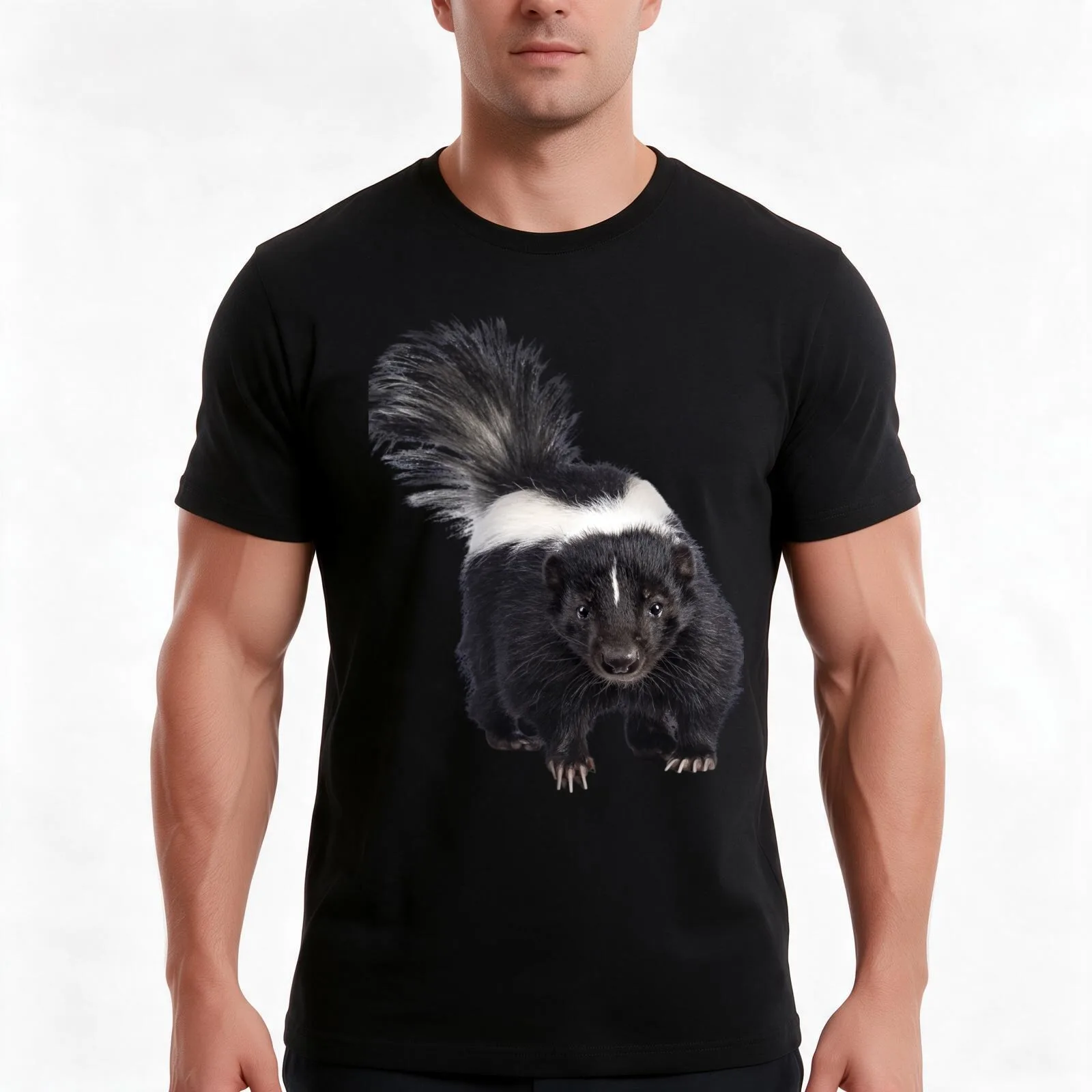 Skunk T-Shirt, Summer Casual Cotton Tee, Oversized Streetwear Tops, Vintage Graphic Print, Loose Fit Short Sleeve, 100% Cotton