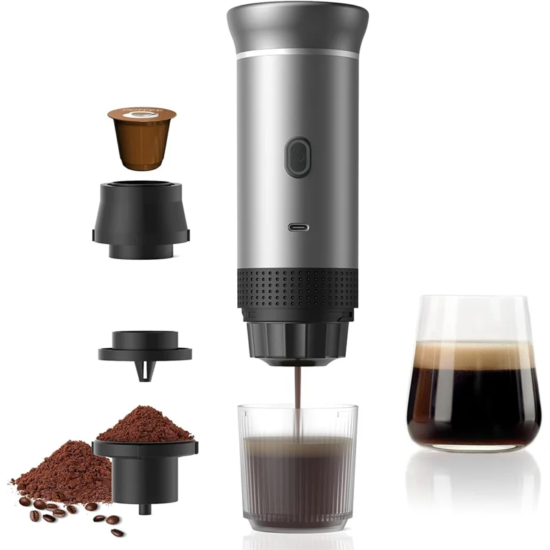 B06B-Portable Espresso Coffee Machine Compatible With Capsules & Powder Wireless & Electric