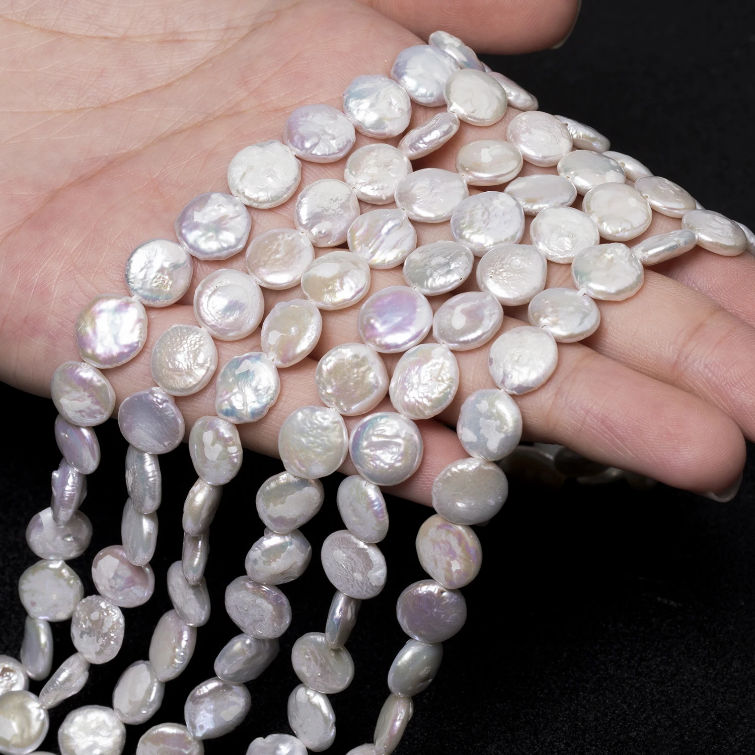 9-10mm Baroque Natural Freshwater Pearls Round Disc Loose Beads for Jewelry Making DIY Elegant Bracelet Necklace Accessories