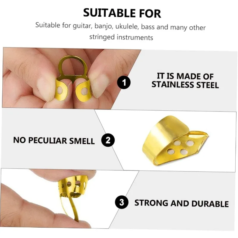 4pcs Finger Picks Set Thumb Plectrum for Acoustic Guitar Ukulele Mandolin Thumb Stabilizer High Quality Golden Color - view 4