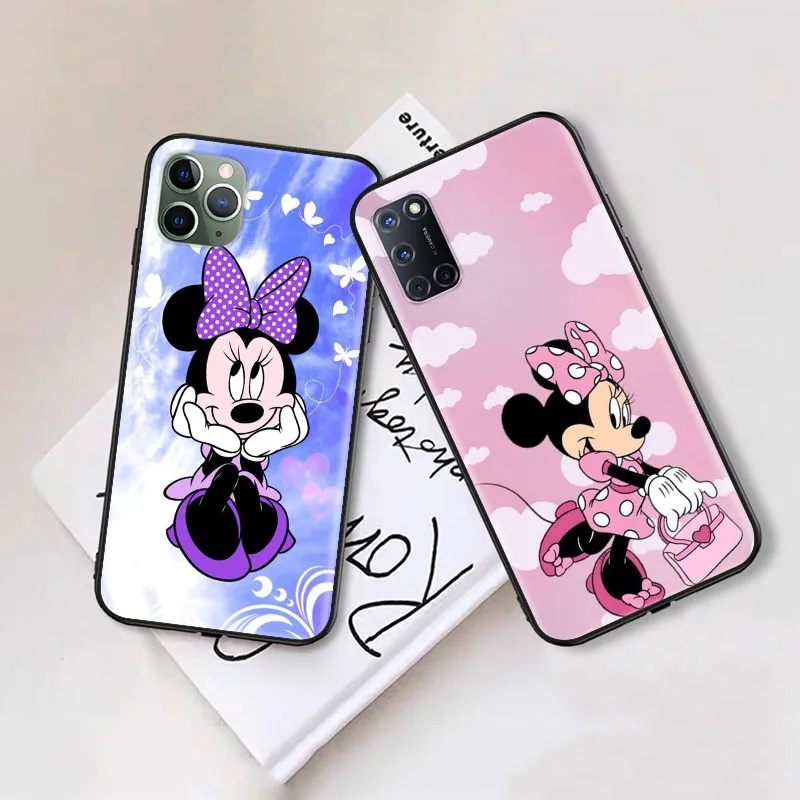 Black Case for Xiaomi POCO C3 C40 Redmi 10C 10A Note Mi 10 10t 10S Pro 5g Cover Z-34 Minnie Mouse