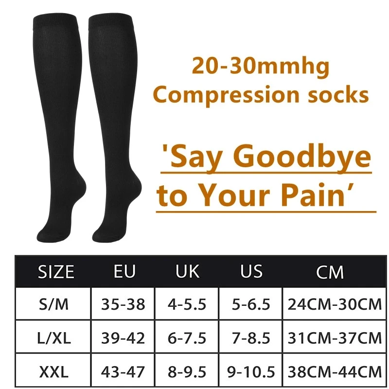 2 Pairs Compression Stockings Blood Circulation Promotion Slimming Sport Nurse Socks Anti Fatigue Comfort Knee High