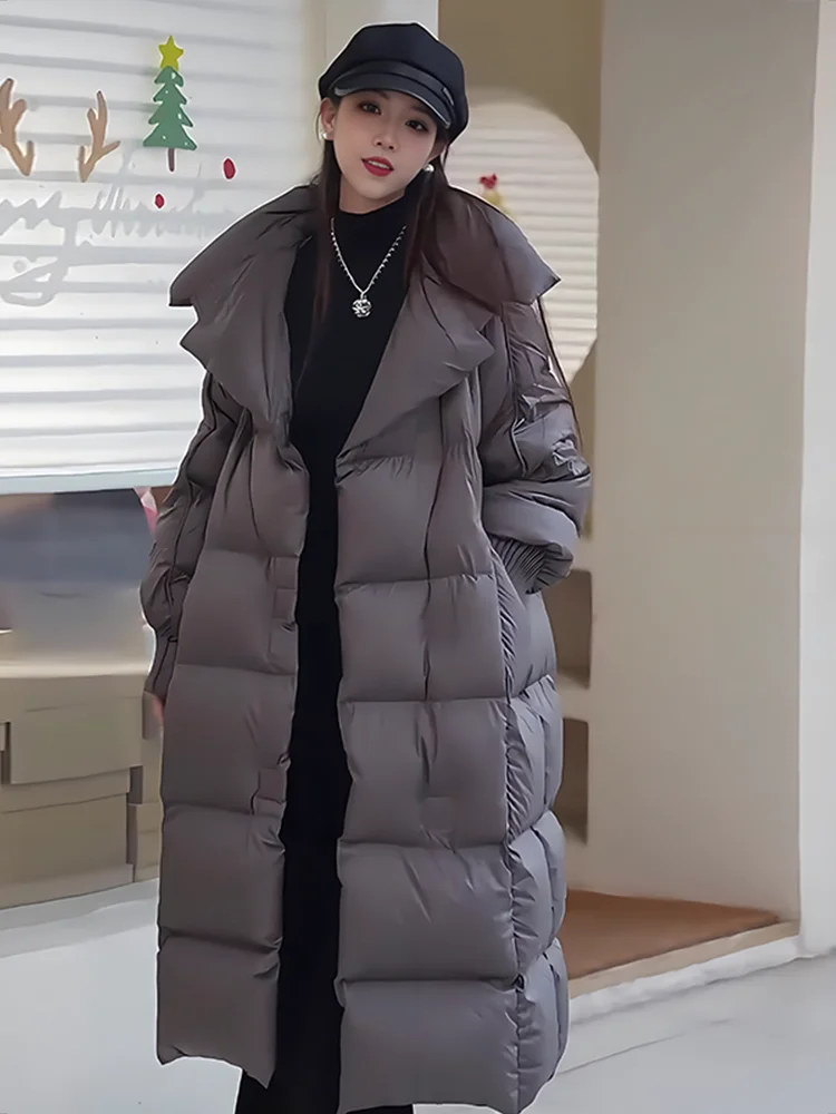 2024 invierno nuevo Faionable versátil Thiened Floing cuello grande blanco Du abajo Jaet mujer moda viaje Sle