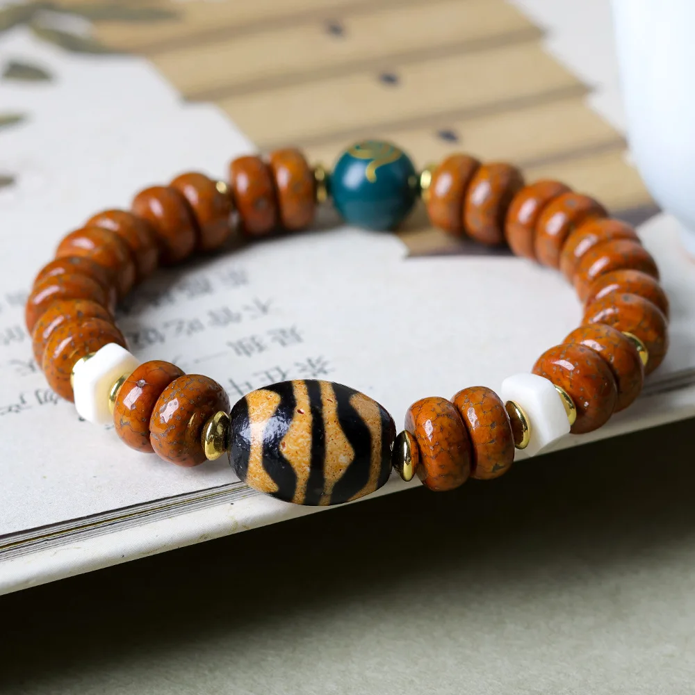 2026 Fall New Cracked Moon Star Bodhi Tablet Bead Bracelet Chinese Style Handheld Prayer Beads Gifts