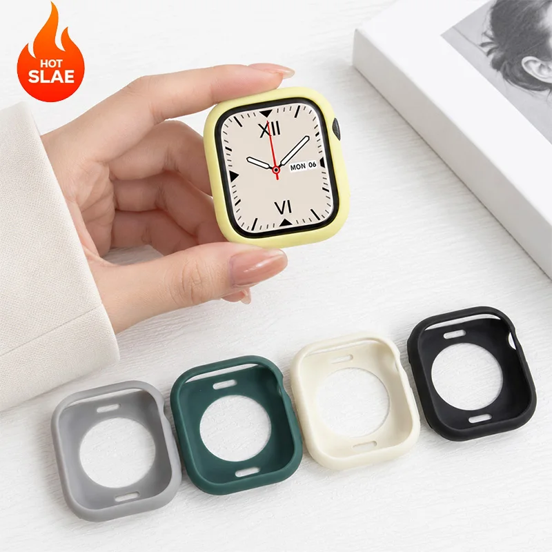 Soft Silicone Case for Apple Watch Band S12 46mm 42mmWatch Accessories Candy Protectector for iWatch Series 12 42mm 46mm Cover