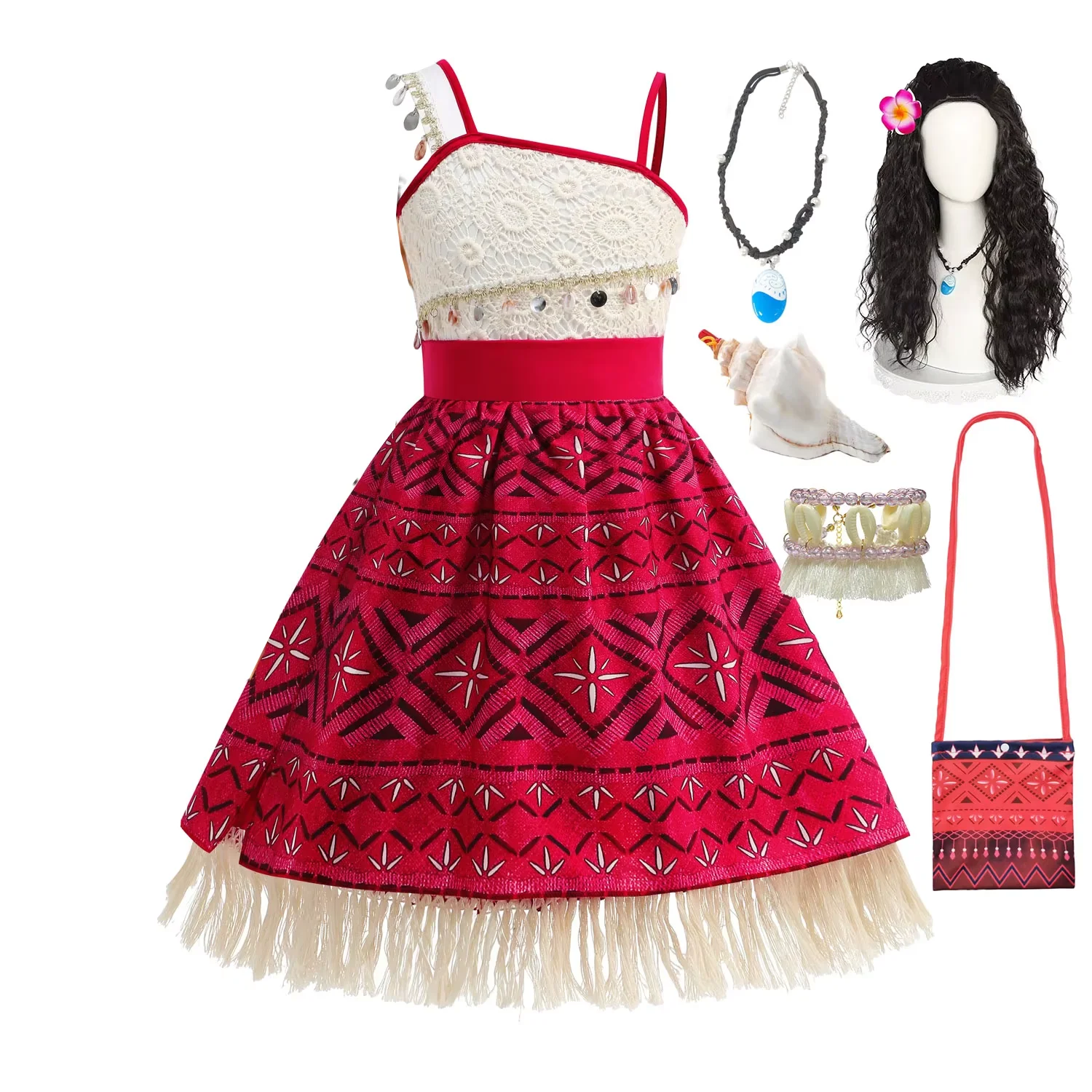 Moana 2 oceano aventura cosplay vestido criança princesa vaiana roupas da criança carnaval fantasia pathfinder praia vestido de um ombro