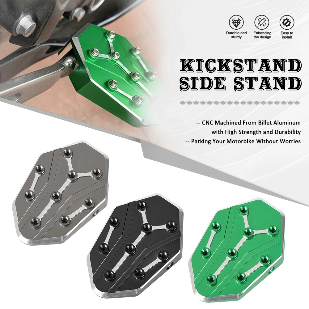 

Motorcycle Side Stand Extension Pad Kickstand Enlarger FOR KAWASAKI NINJA 300 650 1000 ER6F ER-6F Ninja650 ZX10R ZX-10R ZX-6R