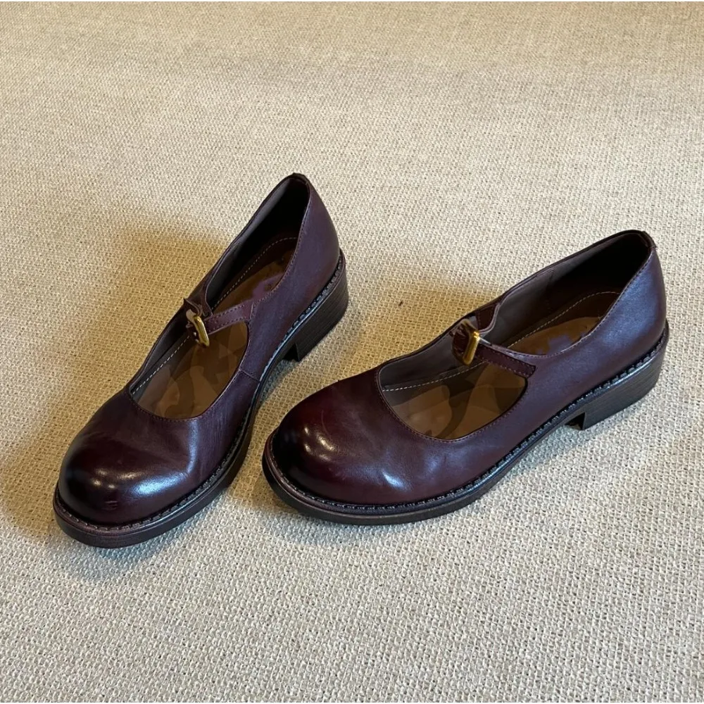 

Женские туфли на заказ, маленькие кожаные туфли в стиле ретро с круглым носком, туфли Мэри Джейн, женские туфли из натуральной кожи на толстом каблуке