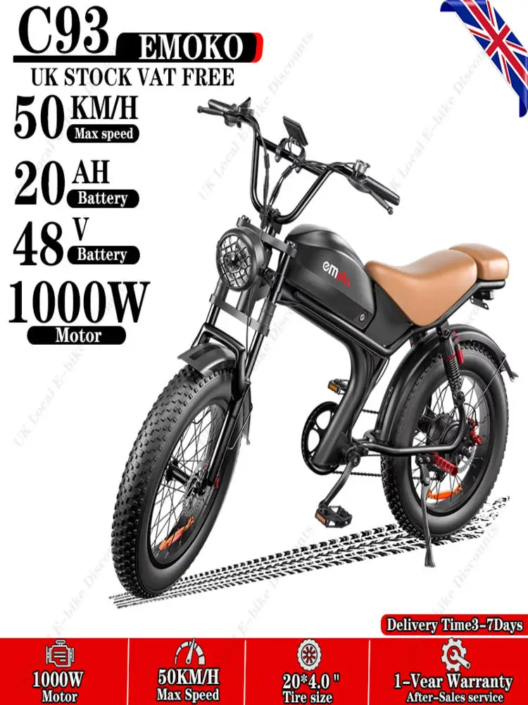 AliExpress NONE E-BIKE C93 1000W Motor 48V20AH Lithium Battery Hydraulic Brake Electric Bicycle 20inch off-road tires Adult all-terrain ebicycle