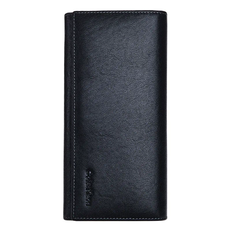 Leather men\'s wallet Card holder gentleman long wallet business youth leather Coin purses zipper luxury money clip tide