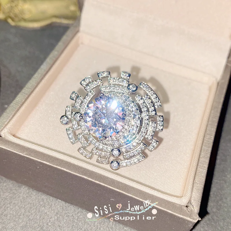 Brillian 2024 New Brilliant Round Women's Wedding Ball Ring with Adjustable Size AAA CZ Luxury Jewelry Lover Gift