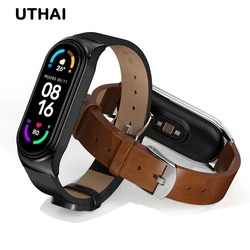 UTHAI For Xiaomi Mi Band 8 7 6 5 4 3 Pulseira Universal De Relógio Super Bracelete De Couro De Fibra Substituir 3 4/5/6/7/8 P128