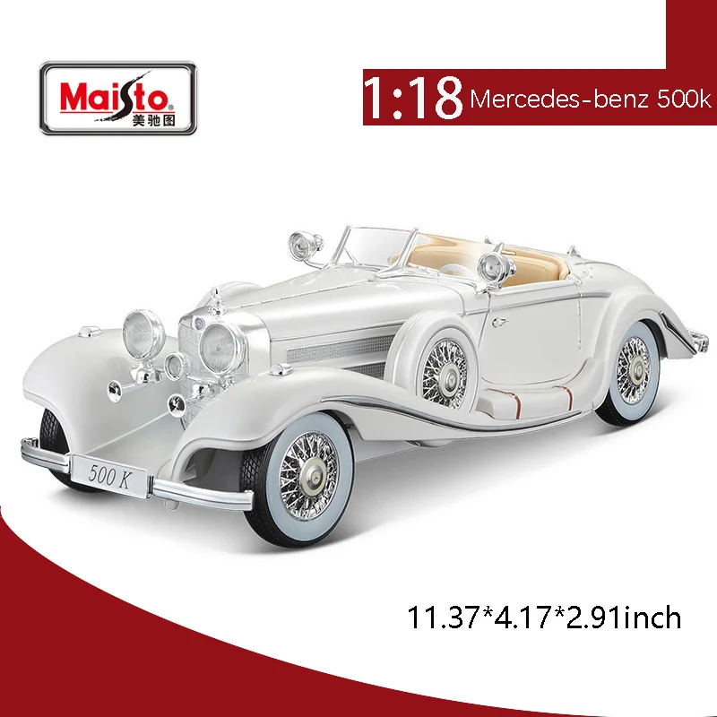 Maisto 1:18 1936 Mercedes-Benz 500K TYP Specialroadster Classic Alloy Car Model Toys Collectible Gift Die-cast Cars Model