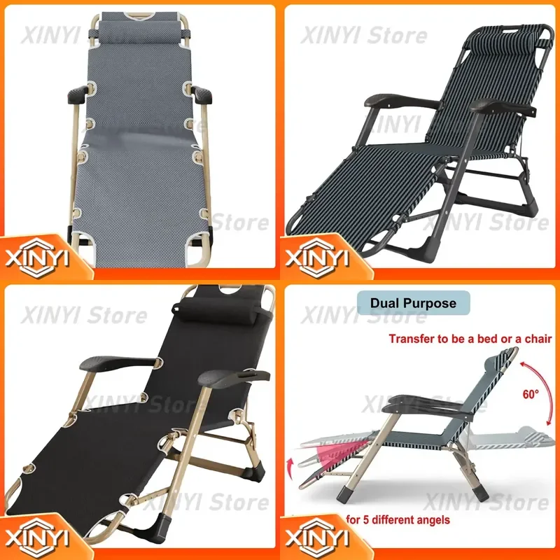 Outdoor Portable Adjustable Metal Oxford Cloth Dual Use Lounge Camping Folding Zero Gravity Beach Chair for Adults for Patio