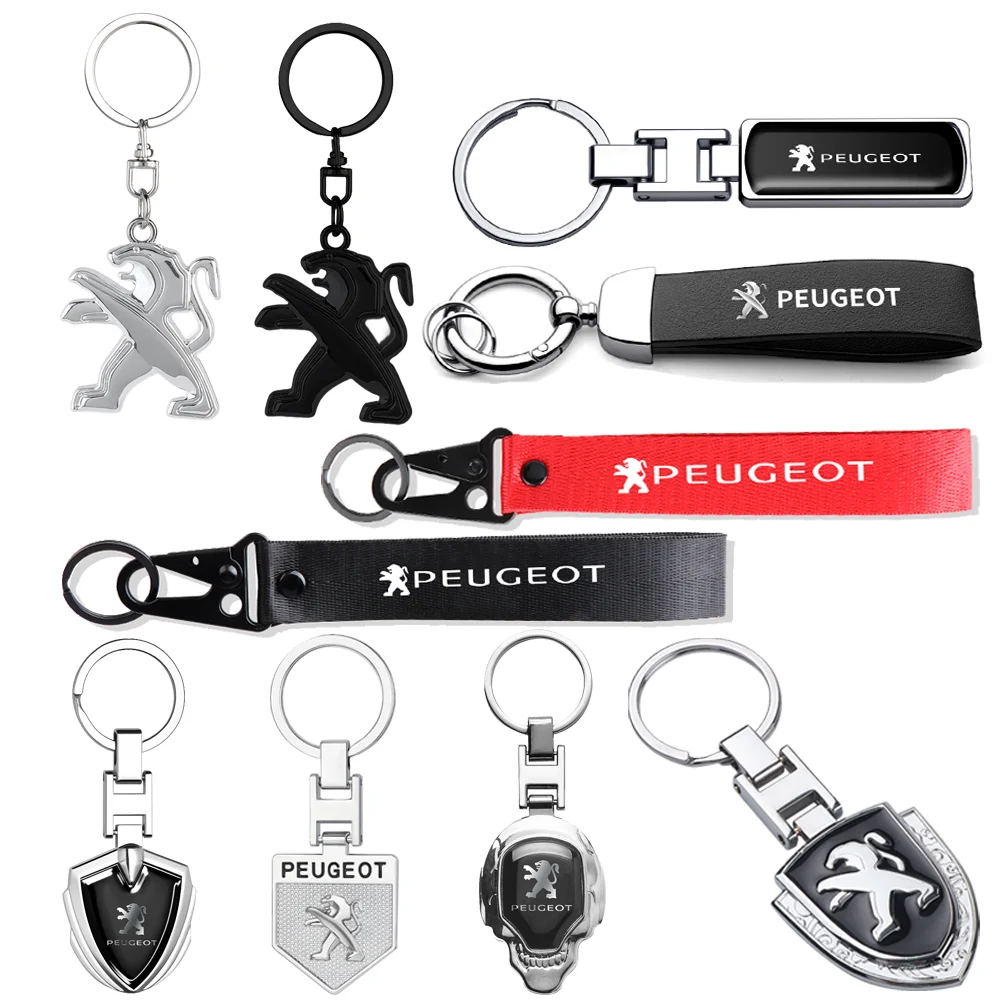 Car Keychain Keyring Badge Emblem Key Pendant Chain Decoration For Peugeot 306 307 308 2008 206 207 208 408 3008 107 Accessories