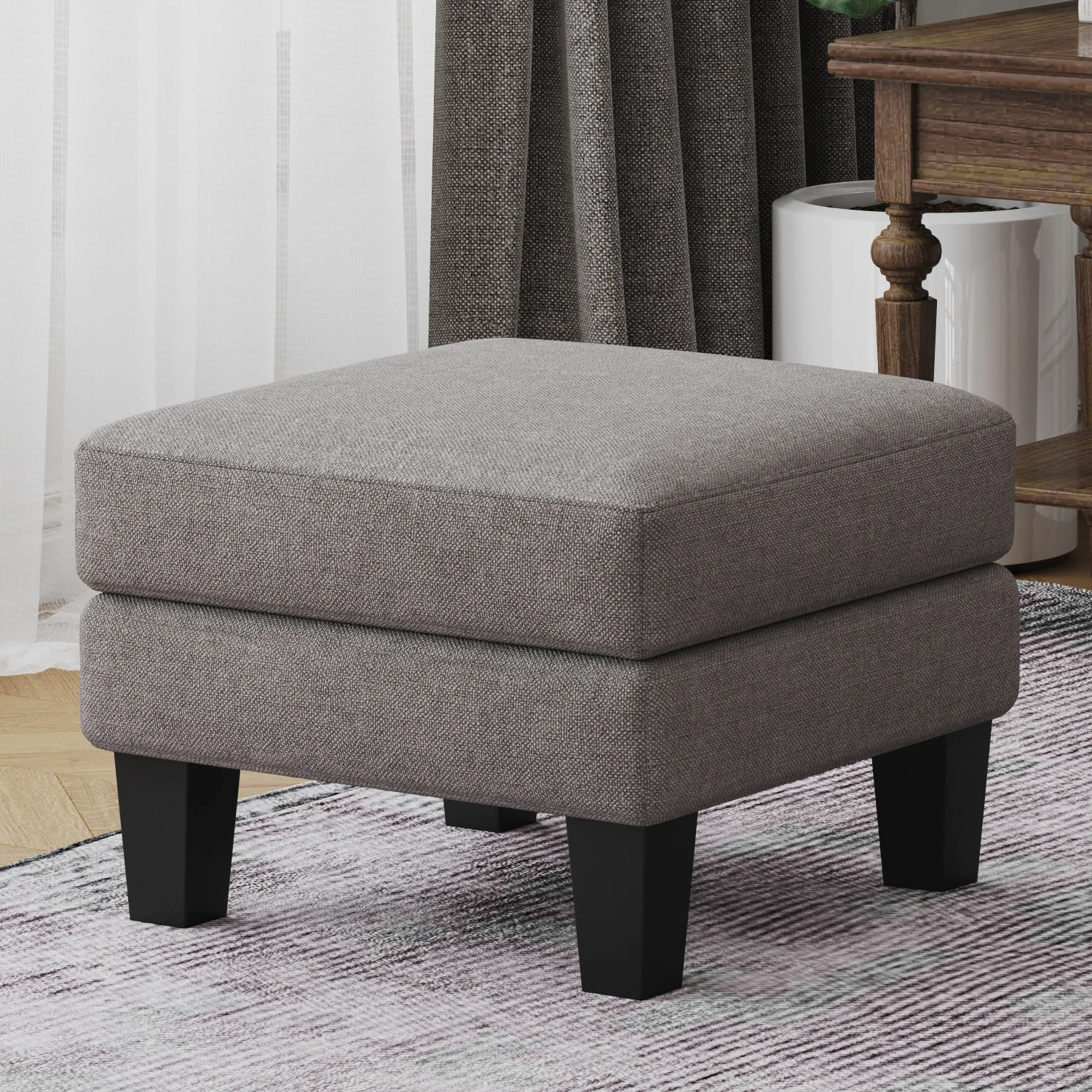 Fabric Ottoman Light Grey