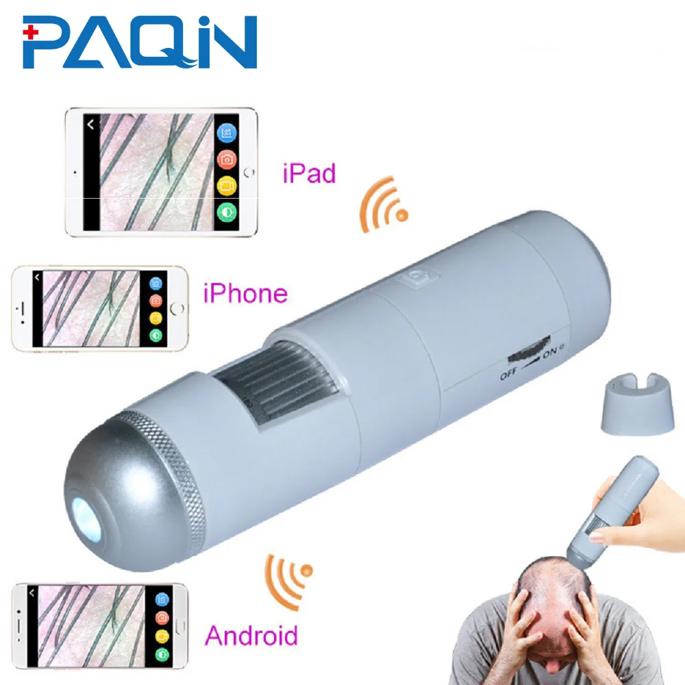 Portable 720p Digital Wifi Wireless Microscope Skin Scalp Hair Analyzer  Facial Skin Hair Scalp Pores Magnifier