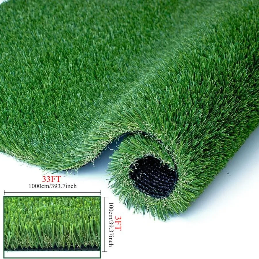 

1PC 3FTx33FT Artificial turf synthetic mat outdoor garden lawn landscape pet turf artificial grass carpet with drainage holes a