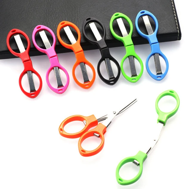 6 Piece Multifunction Folding Scissor DIY Tools Plastic Handle 8 Words Stretch Shears Stainless Steel Safe Scissors for Child