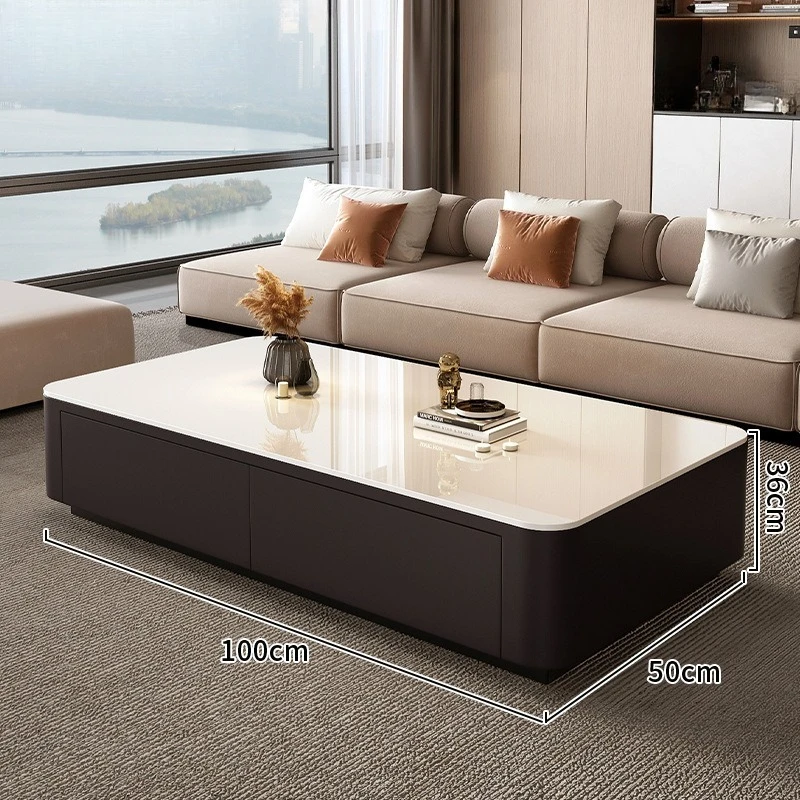 Black coffee table living room small apartment coffee table table rectangular TV combination