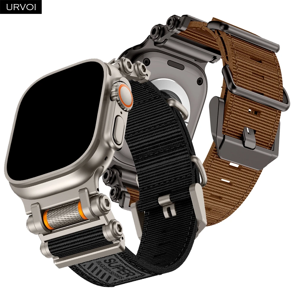 

Ремешок URVOI для Apple Watch Ultra 3 2 Series 11 10 9, тактический нейлоновый ремешок, браслет с вращающимся колесиком для снятия стресса, дизайн для активного отдыха
