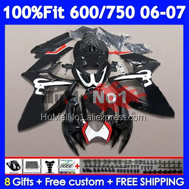 Injection Body For SUZUKI GSXR-750 GSXR Black red 600 750 104No.30 GSXR-600 K6 750CC GSXR600 GSXR750 06 07 2006 2007 Fairing