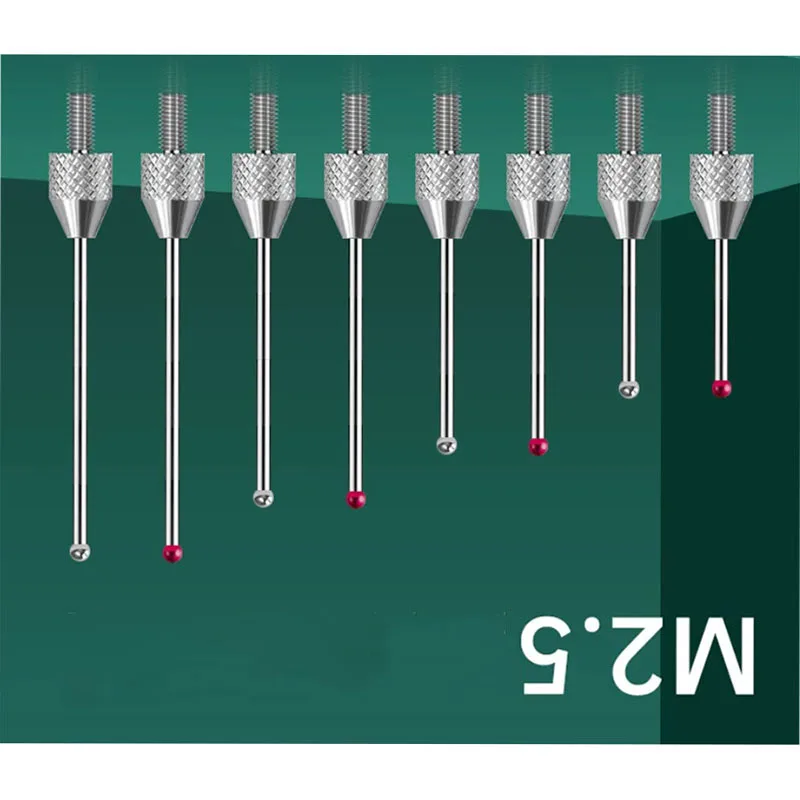 M2.5 Ruby Probe Measuring Head Height Gauge Needle Tungsten Steel Micrometer Dial Gauge Extended Rod Contact Needle