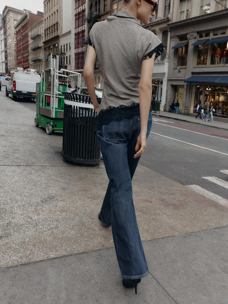 Ele Sweet الياقة الوقوف Svel Plaid ace توب جديد وصول المرأة Faion الشتاء مجموعة 2025 Chinoiserie العصرية