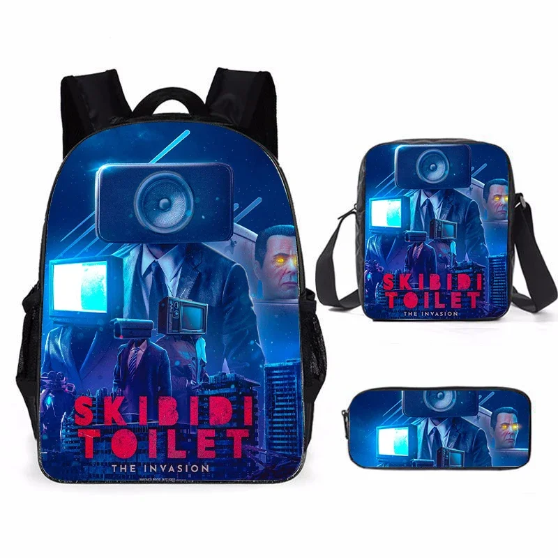 

3Pcs Set Skibidi Toilet Mochila TITAN SPEAKER MAN Children's Backpack Boy Anime Travel Backpack Storage Bag Bookbags Cosplay Bag